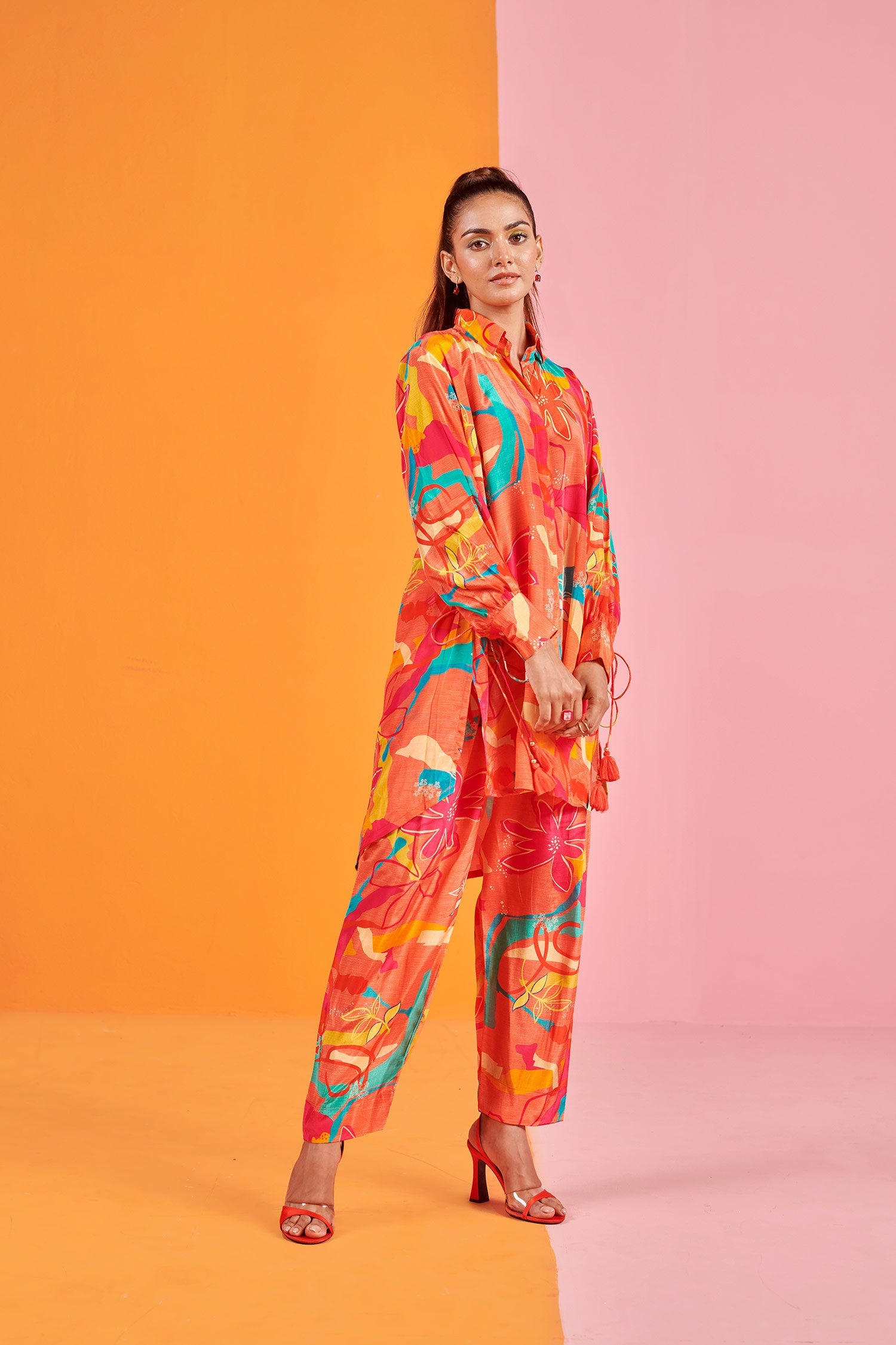 Peach Printed Co-ord set