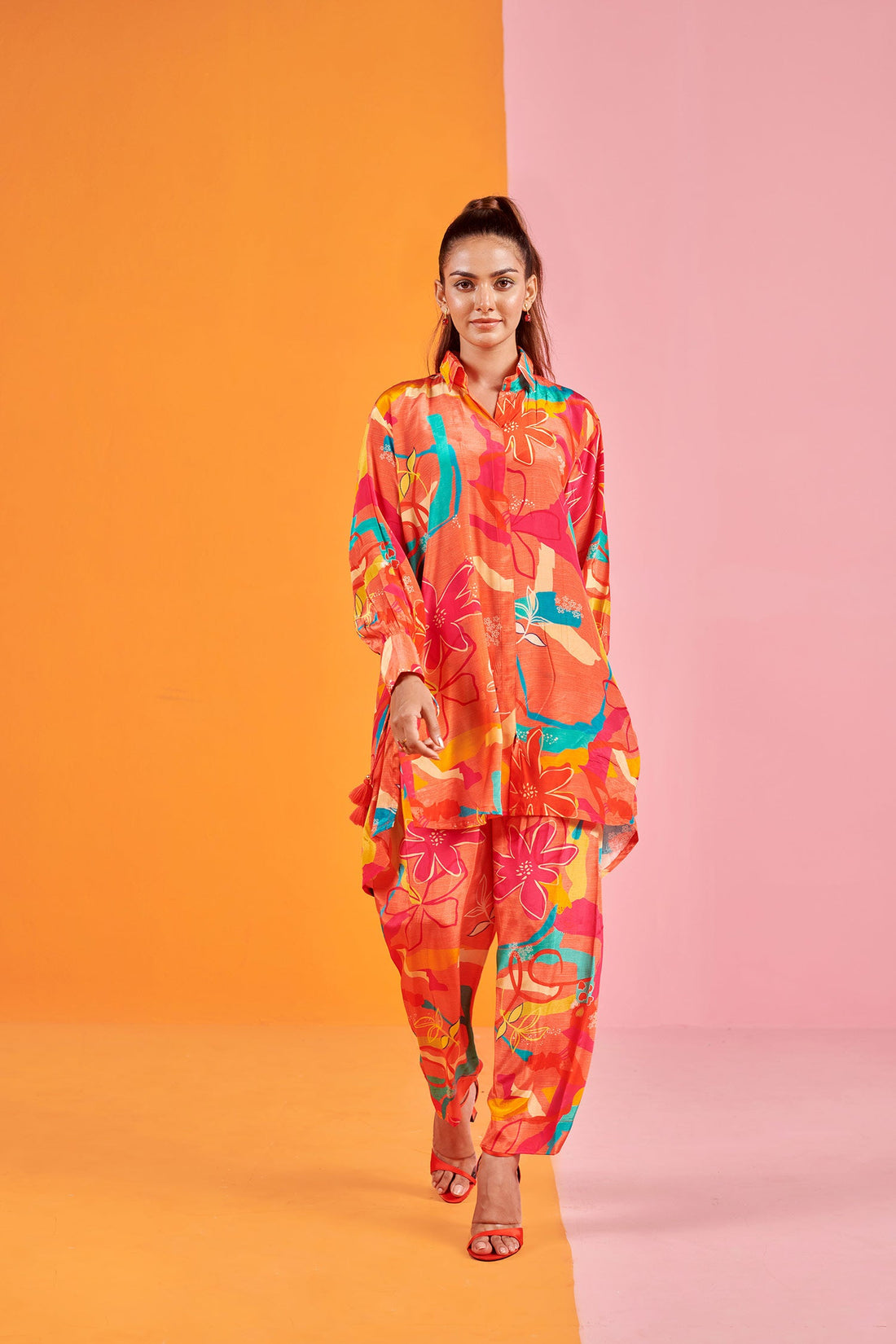 Peach Printed Co-ord set