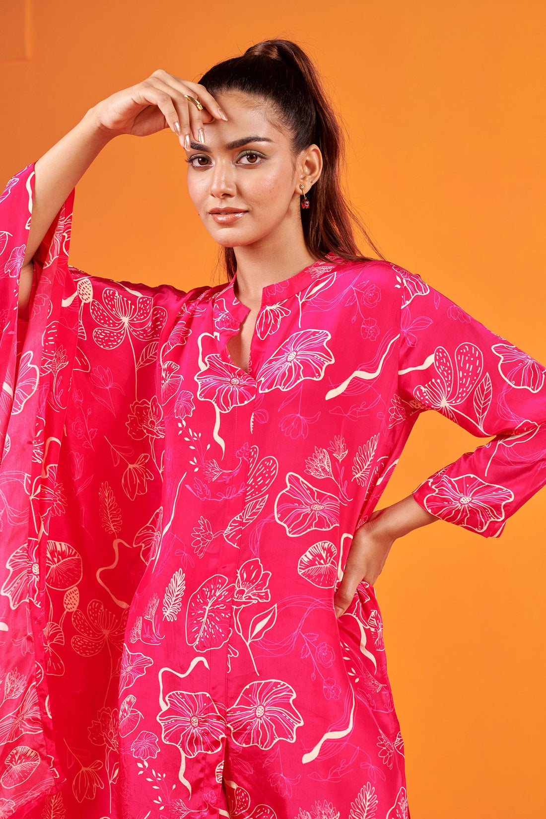Pink Floral Printed crepe Co-ord Set