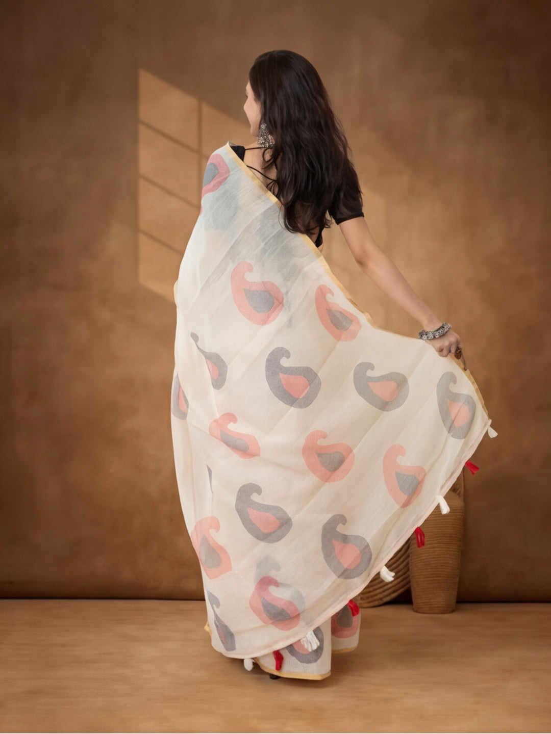 Abstract Pure Cotton Saree with Unstiched Blouse