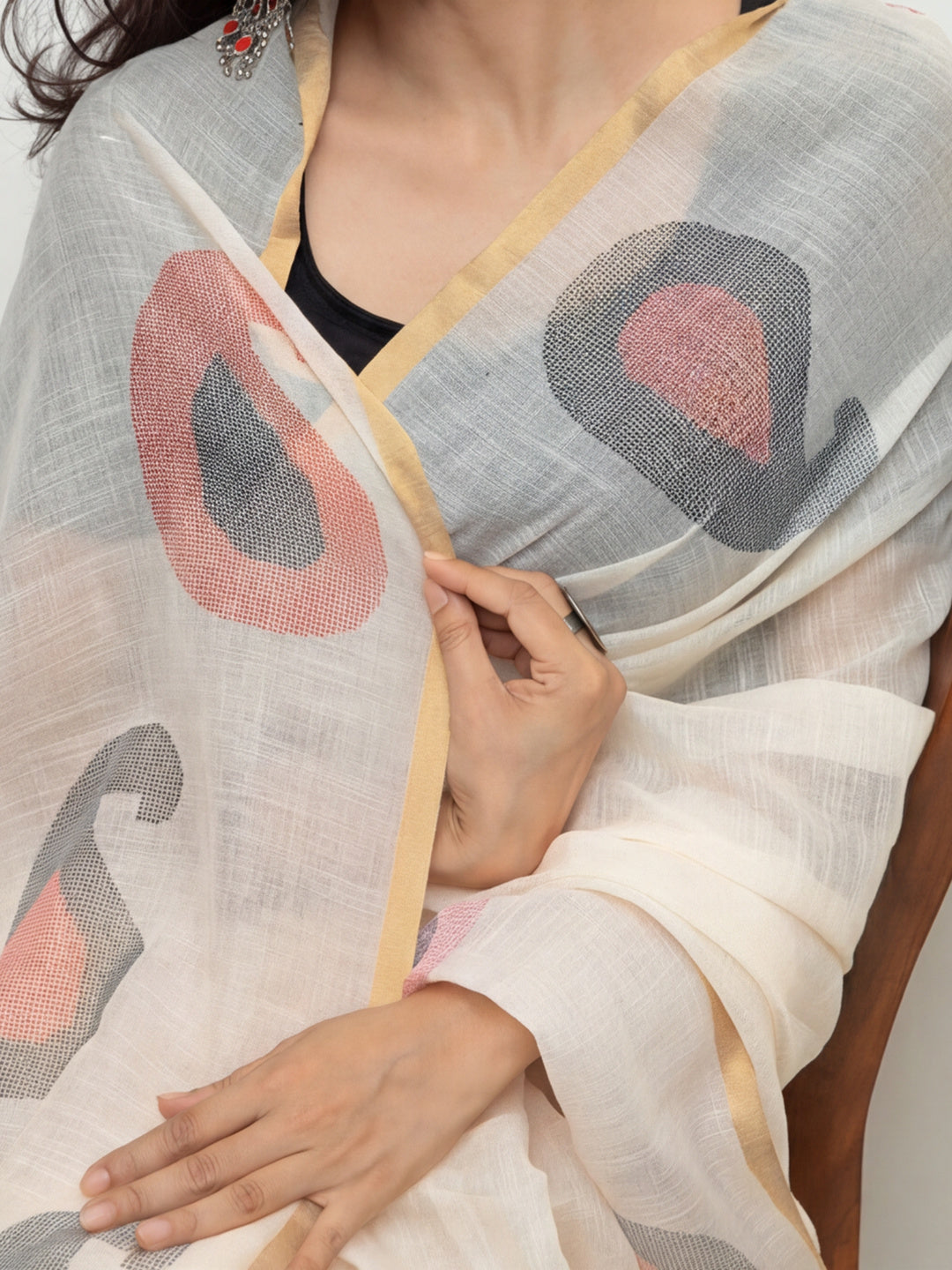 Abstract Pure Cotton Saree with Unstiched Blouse