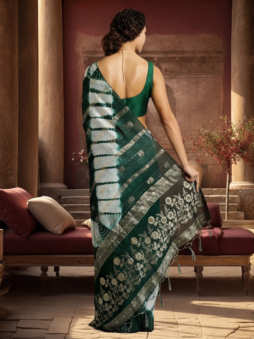 Banarasi Cotton Blend Tie-Dye Saree