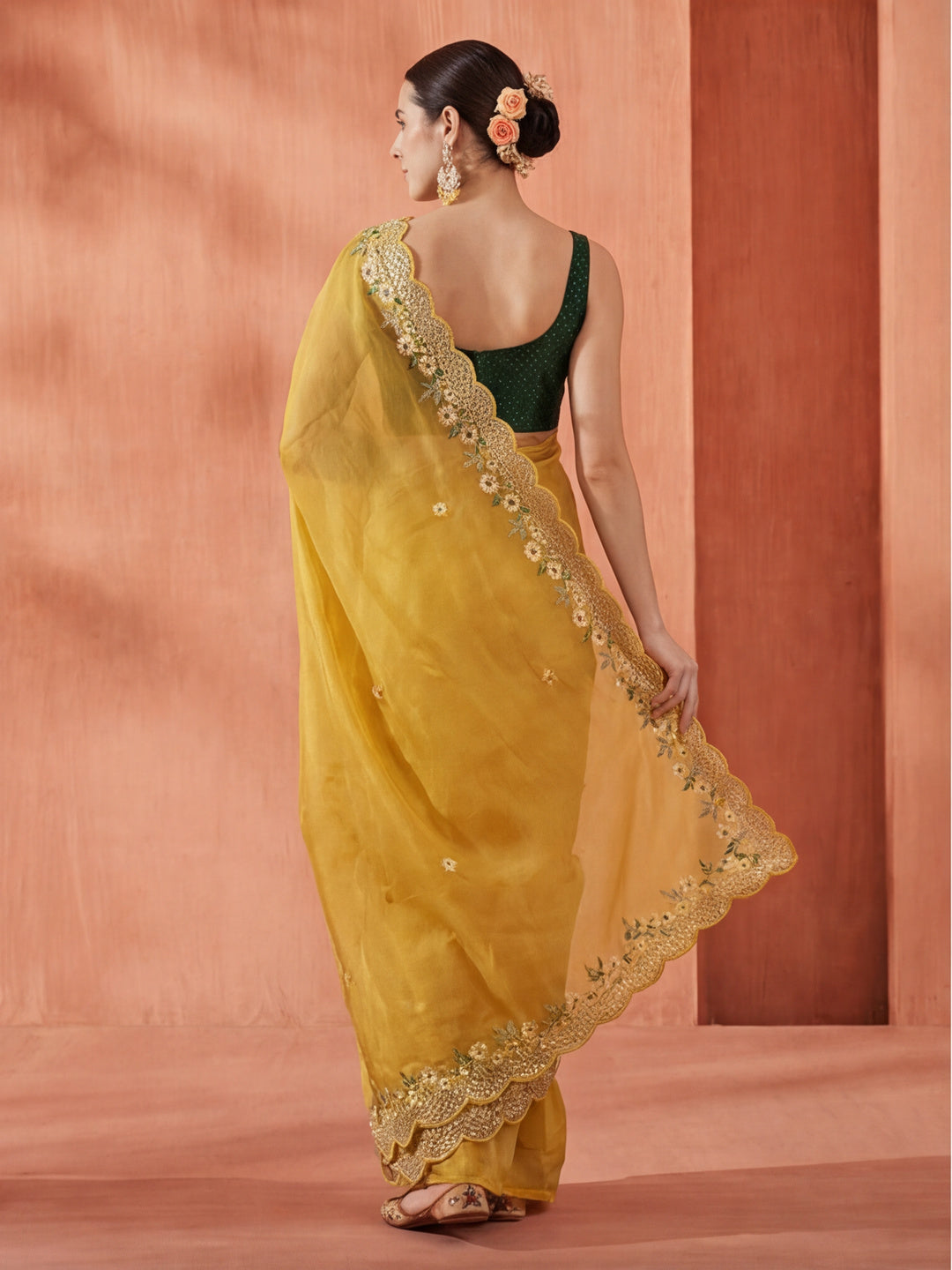 Art Silk Floral Embroidered Festive Saree