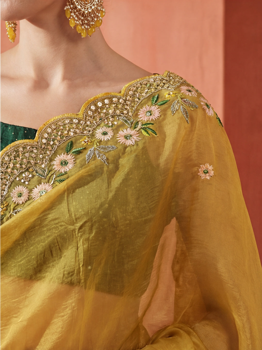 Art Silk Floral Embroidered Festive Saree