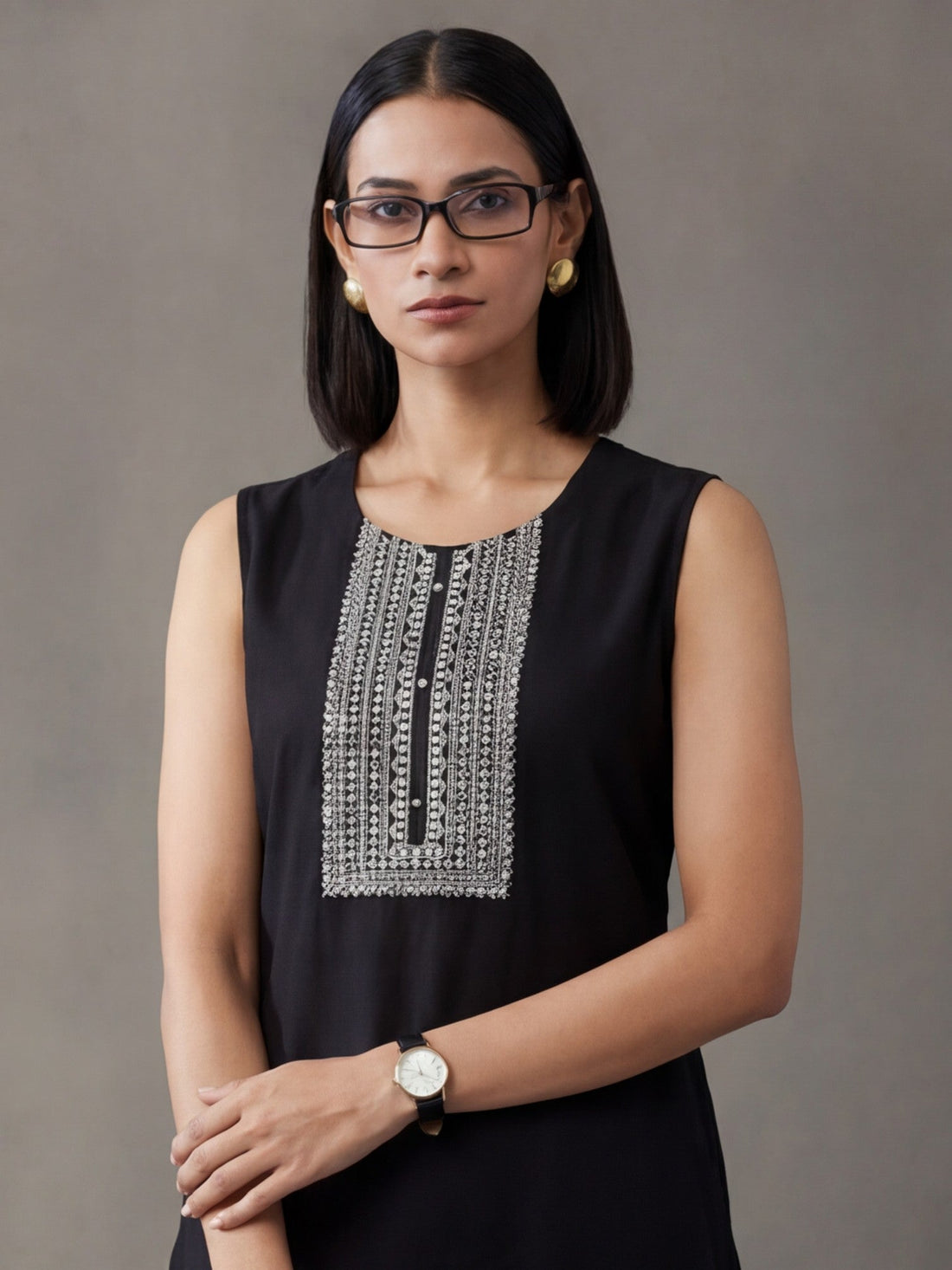 Teal Embroidered Sleeveless Kurta