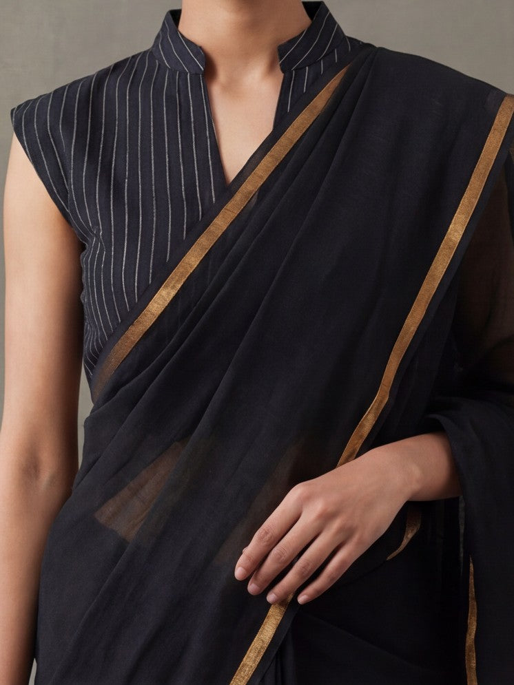 Solid Pure Cotton Saree with Unstiched Blouse