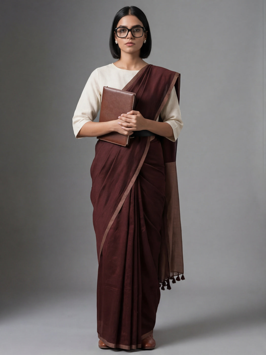 Solid Pure Cotton Saree with Unstiched Blouse