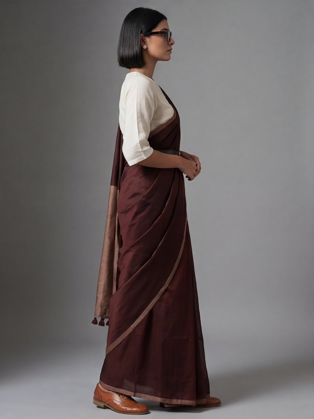 Solid Pure Cotton Saree with Unstiched Blouse