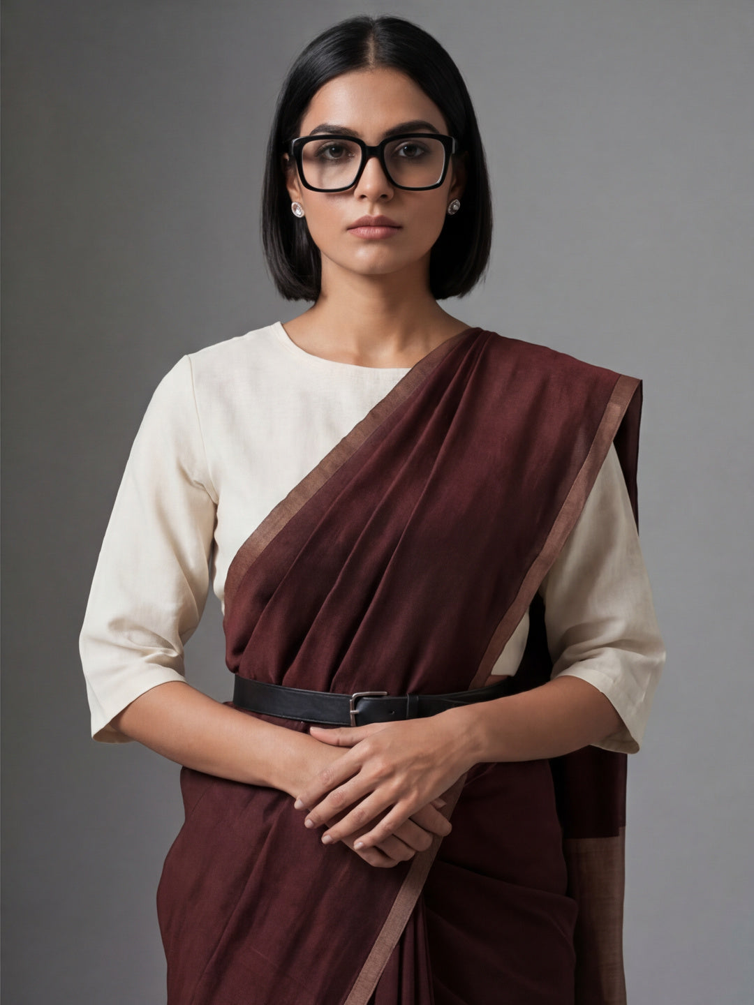 Solid Pure Cotton Saree with Unstiched Blouse