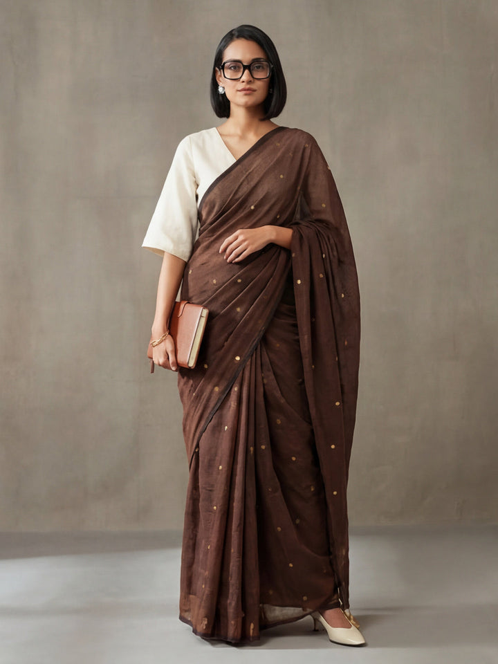 Solid Pure Cotton Saree with Unstiched Blouse