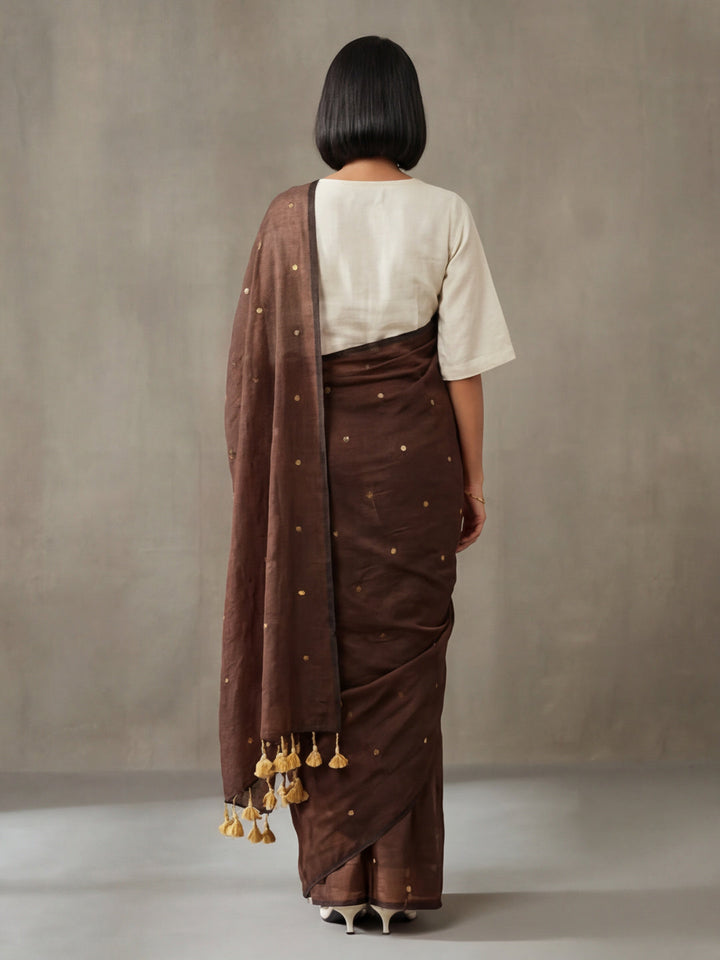 Solid Pure Cotton Saree with Unstiched Blouse