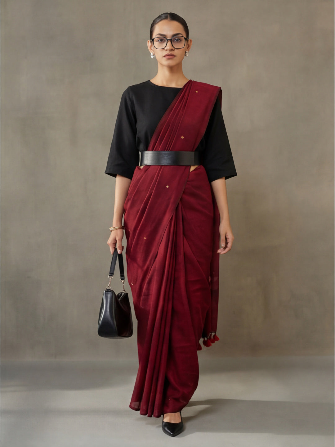 Solid Pure Cotton Saree with Unstiched Blouse