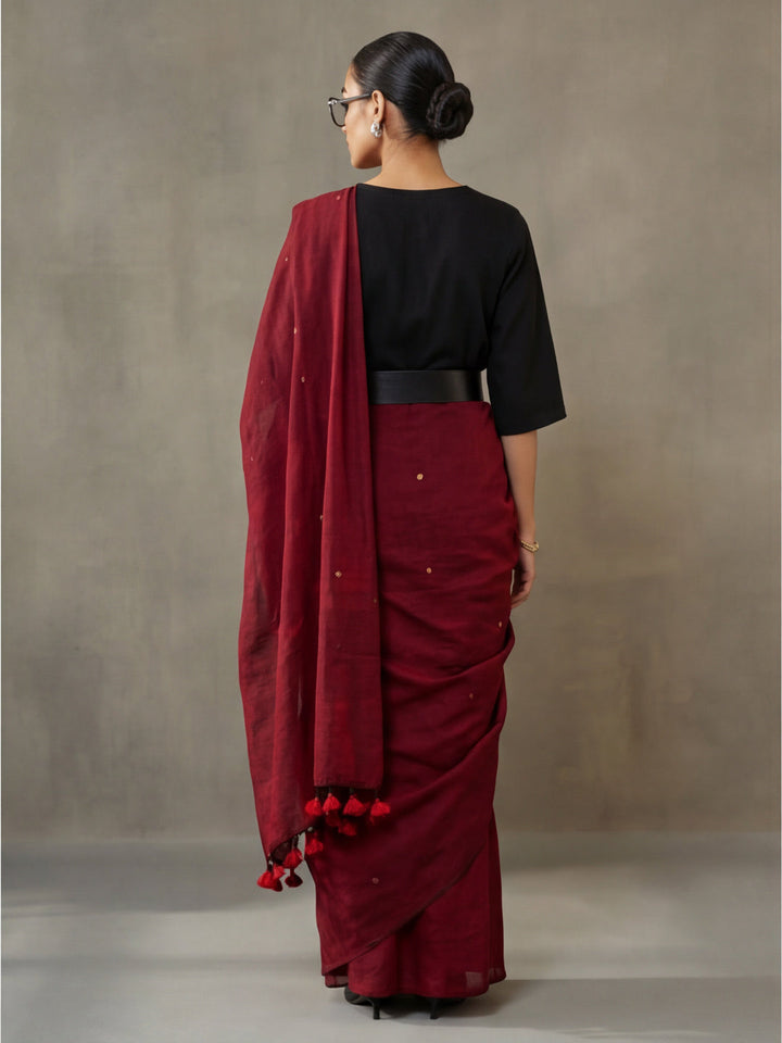 Solid Pure Cotton Saree with Unstiched Blouse