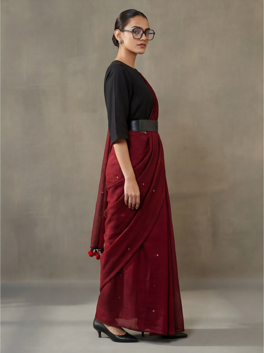 Solid Pure Cotton Saree with Unstiched Blouse