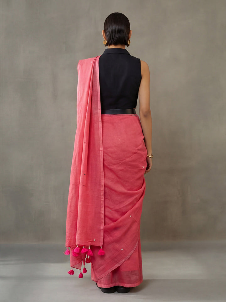 Solid Pure Cotton Saree with Unstiched Blouse