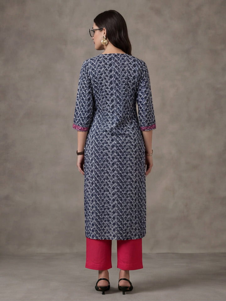 Floral Printed Straight Pure Cotton Kurta