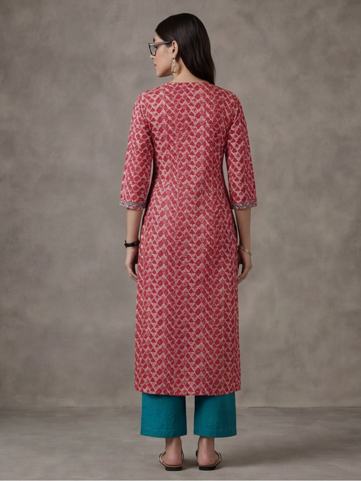 Floral Printed Straight Pure Cotton Kurta