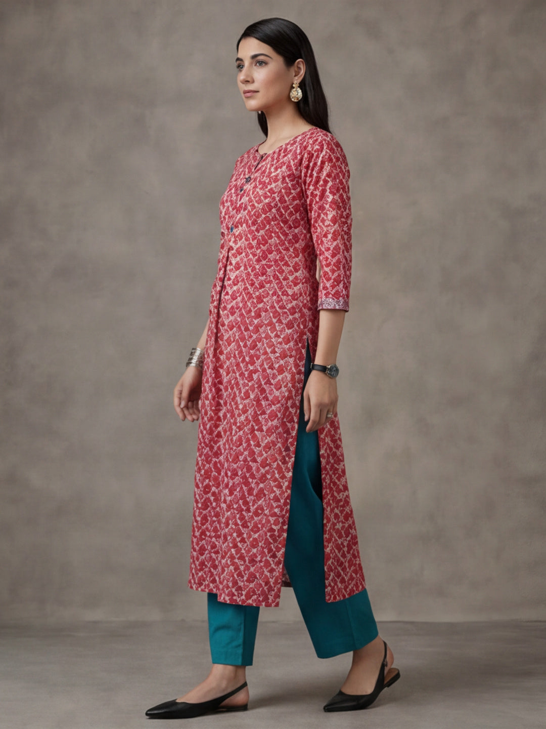 Floral Printed Straight Pure Cotton Kurta