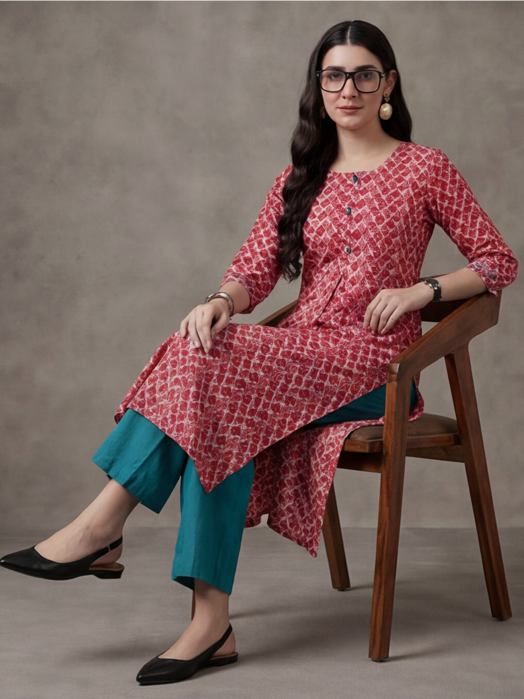 Floral Printed Straight Pure Cotton Kurta