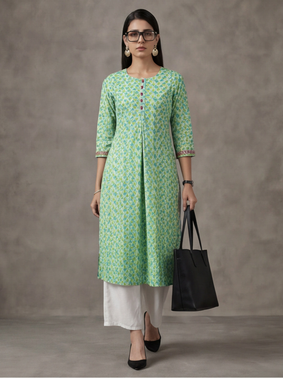 Women Floral Print Pure Cotton Straight Kurta