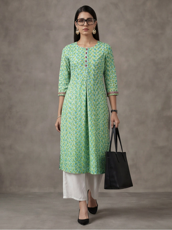 Women Floral Print Pure Cotton Straight Kurta