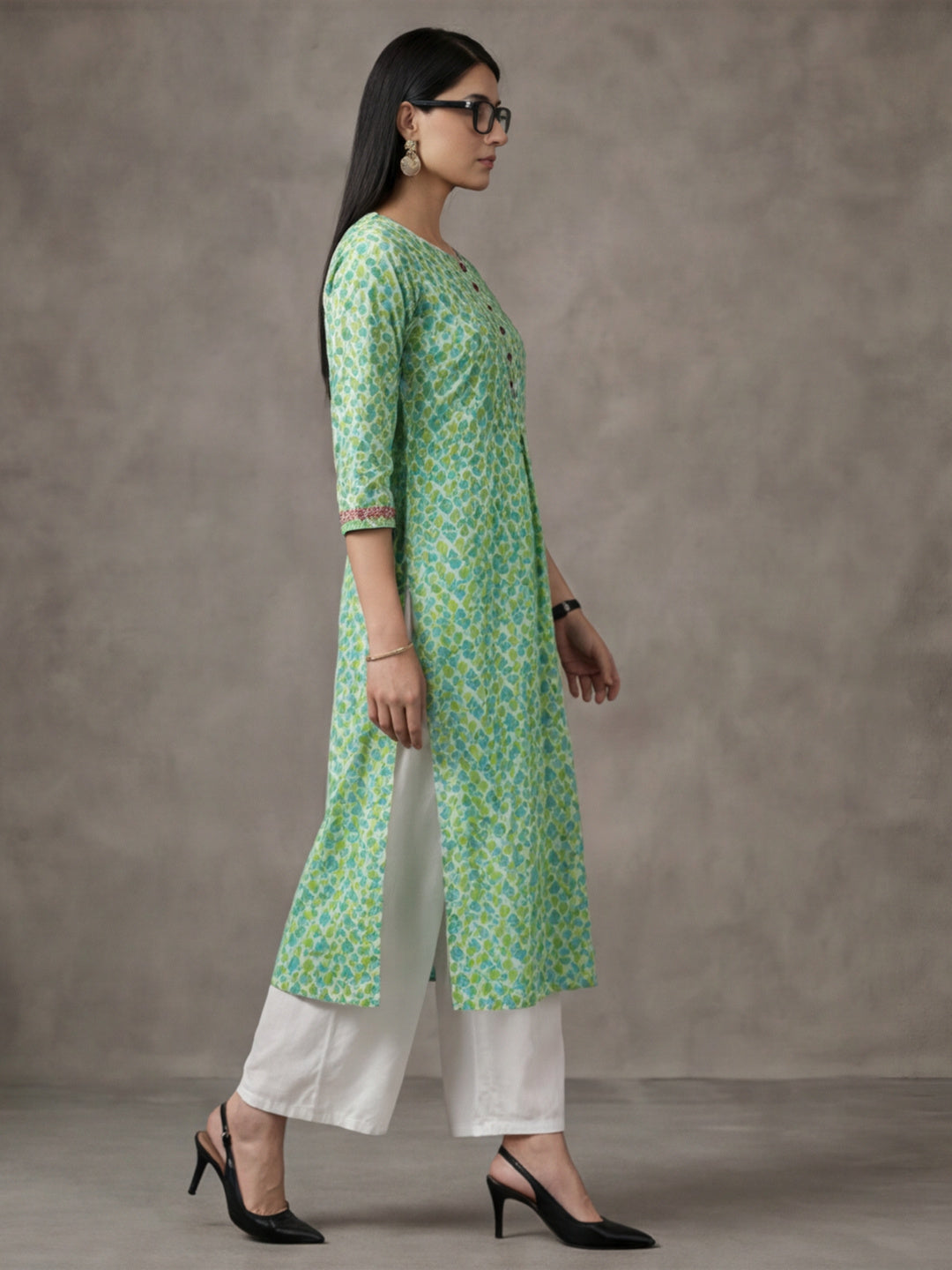 Women Floral Print Pure Cotton Straight Kurta