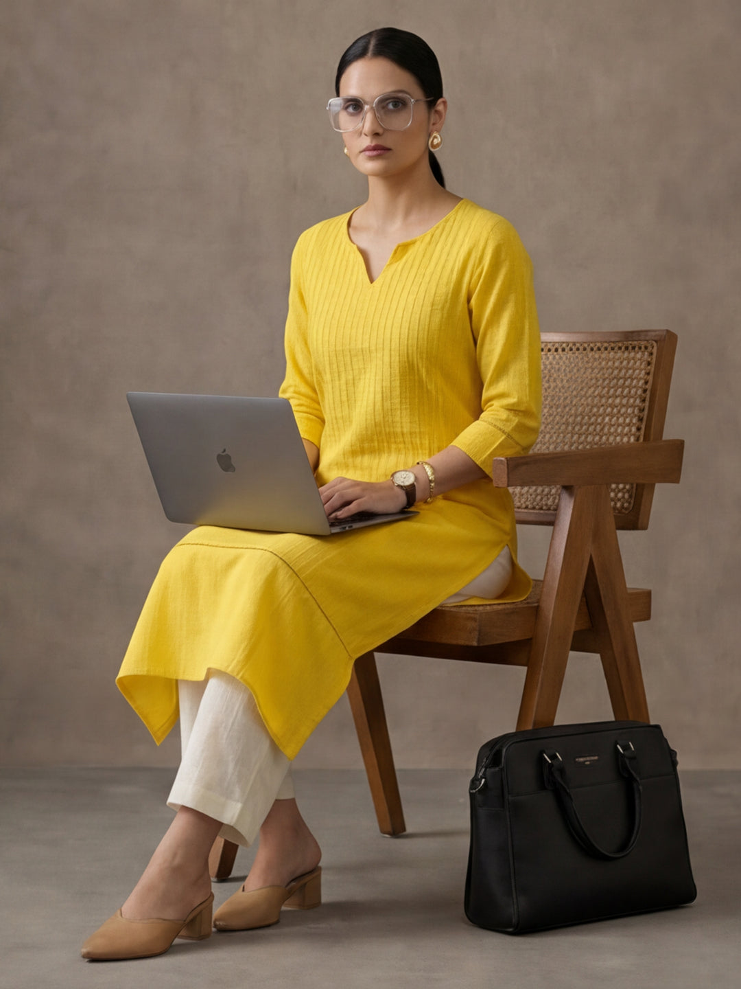 Woven Design Embroidered Straight Pure Cotton Kurta