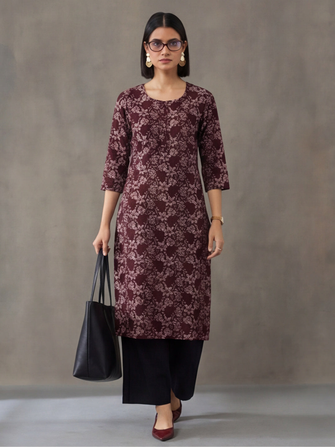Floral Printed Straight Pure Cotton Kurta