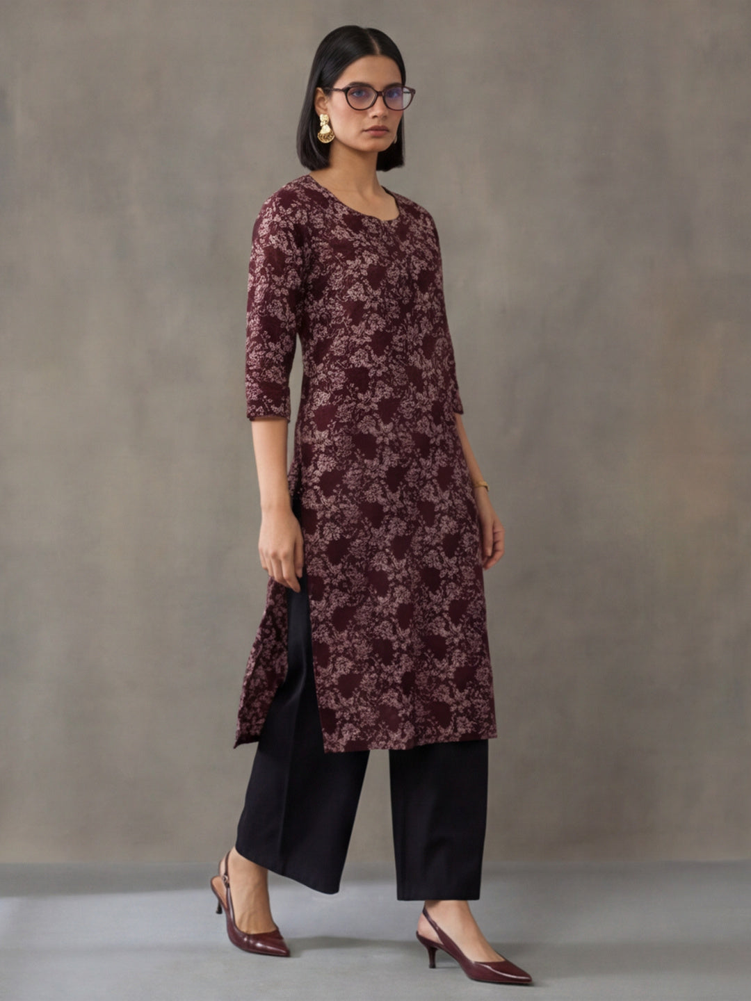 Floral Printed Straight Pure Cotton Kurta