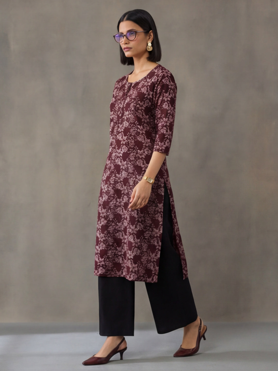Floral Printed Straight Pure Cotton Kurta