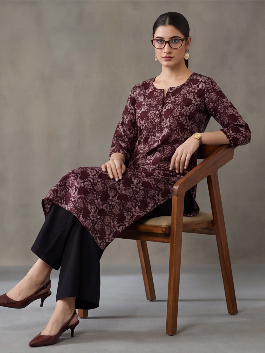 Floral Printed Straight Pure Cotton Kurta