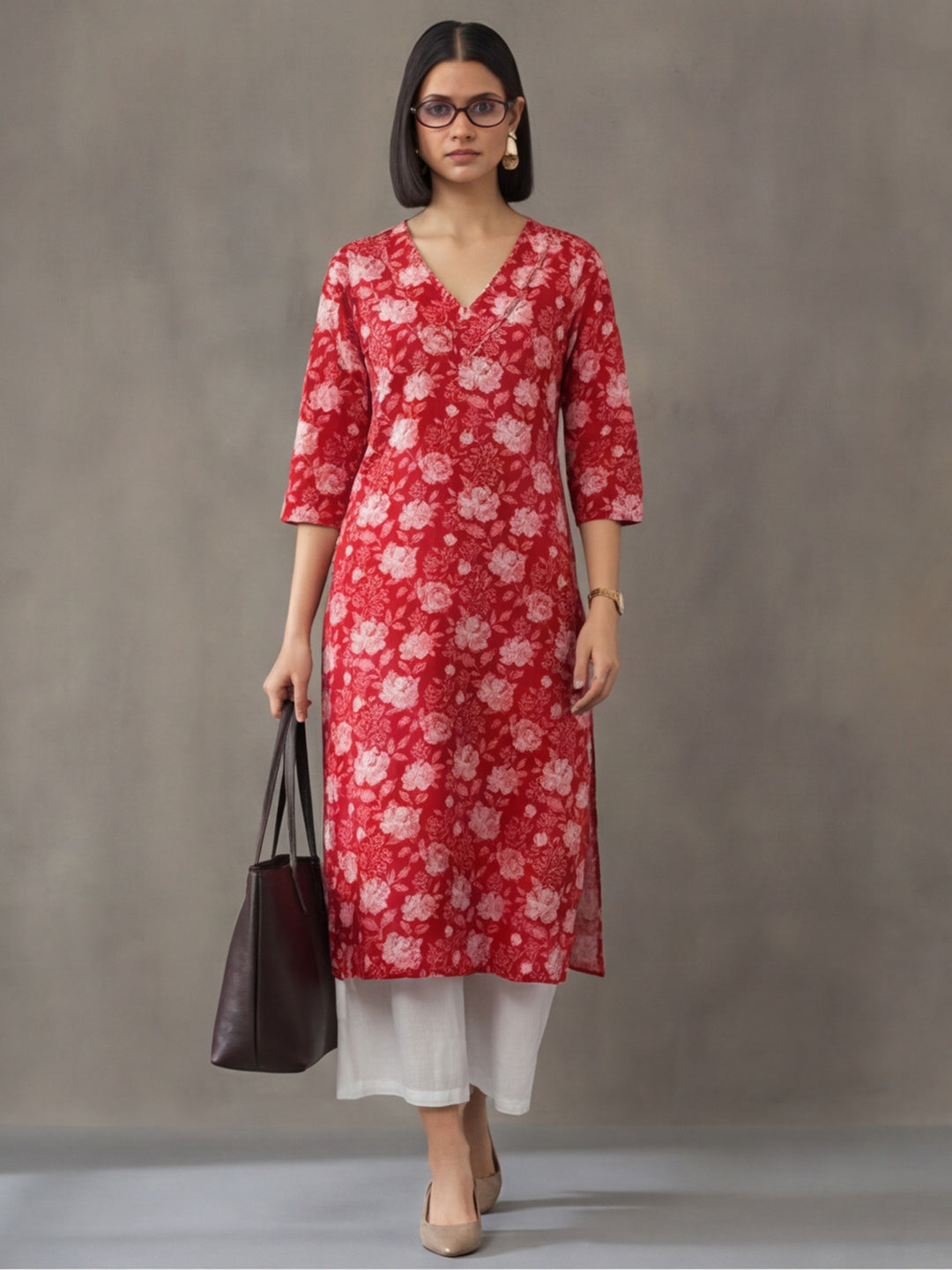 Floral Printed Straight Pure Cotton Kurta