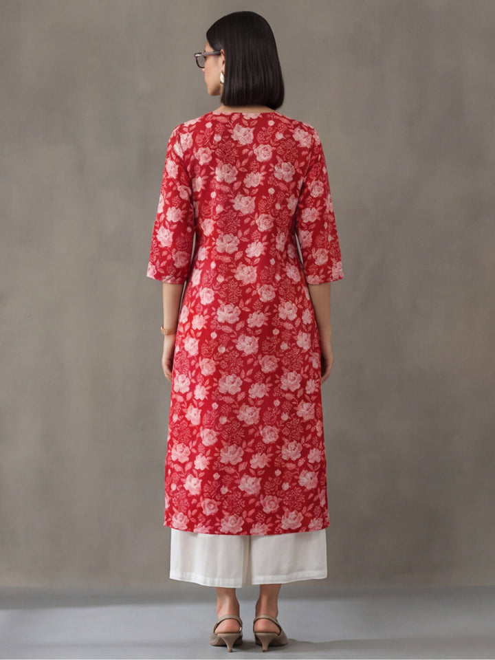 Floral Printed Straight Pure Cotton Kurta