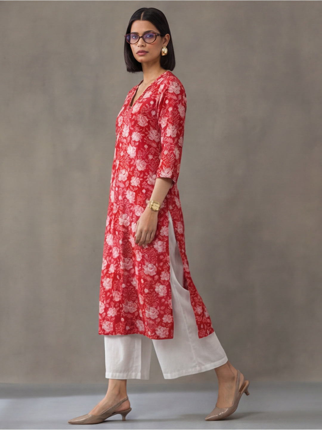 Floral Printed Straight Pure Cotton Kurta