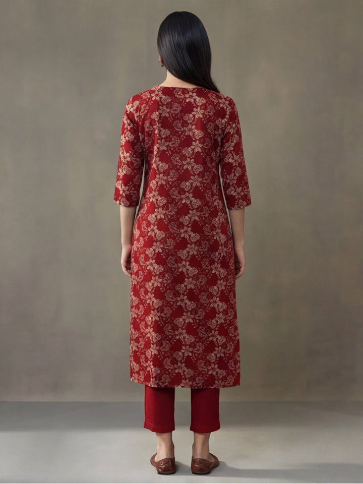 Floral Printed Straight Pure Cotton Kurta