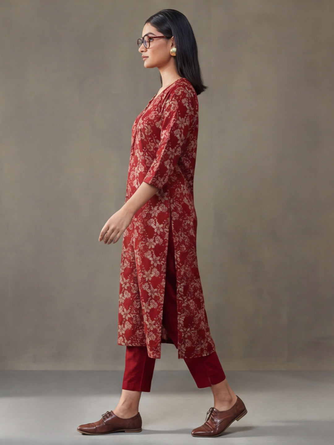 Floral Printed Straight Pure Cotton Kurta