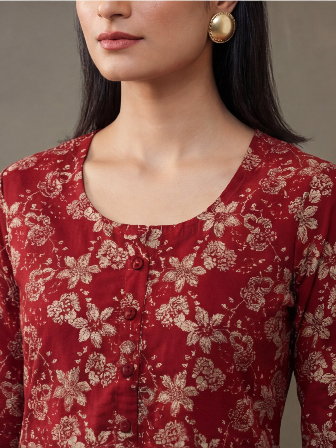 Floral Printed Straight Pure Cotton Kurta