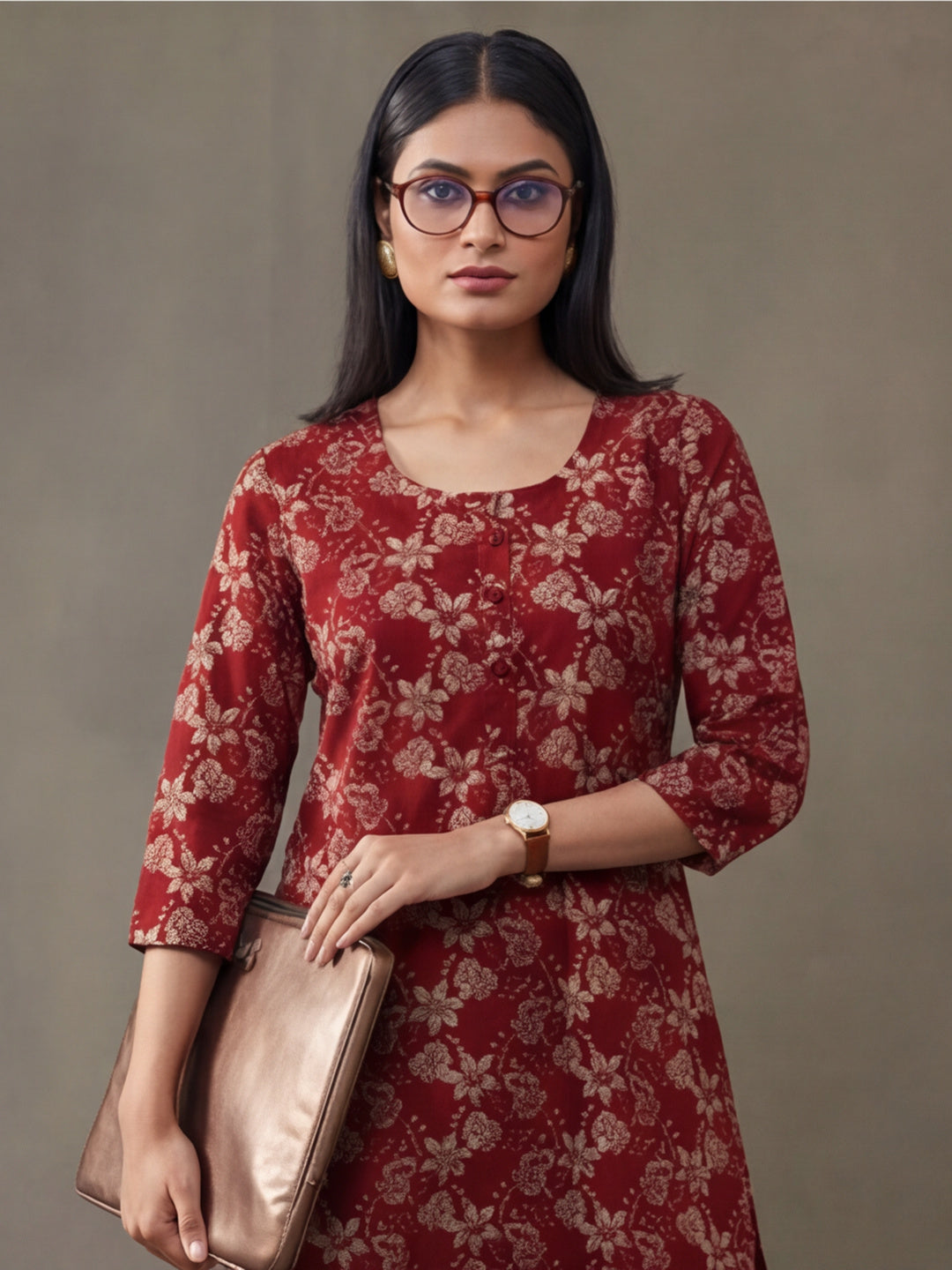 Floral Printed Straight Pure Cotton Kurta