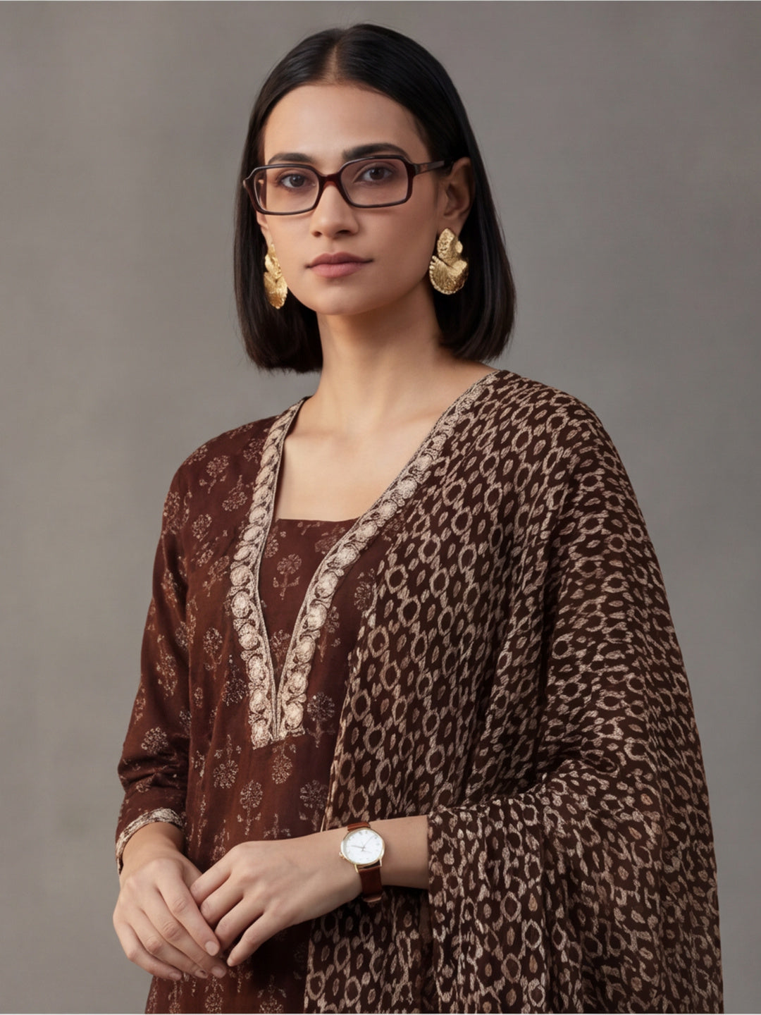 Floral Embroidered Straight Kurta & Trousers Sets