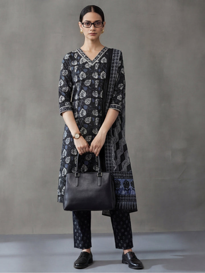 Floral Embroidered Straight Kurta & Trousers Sets