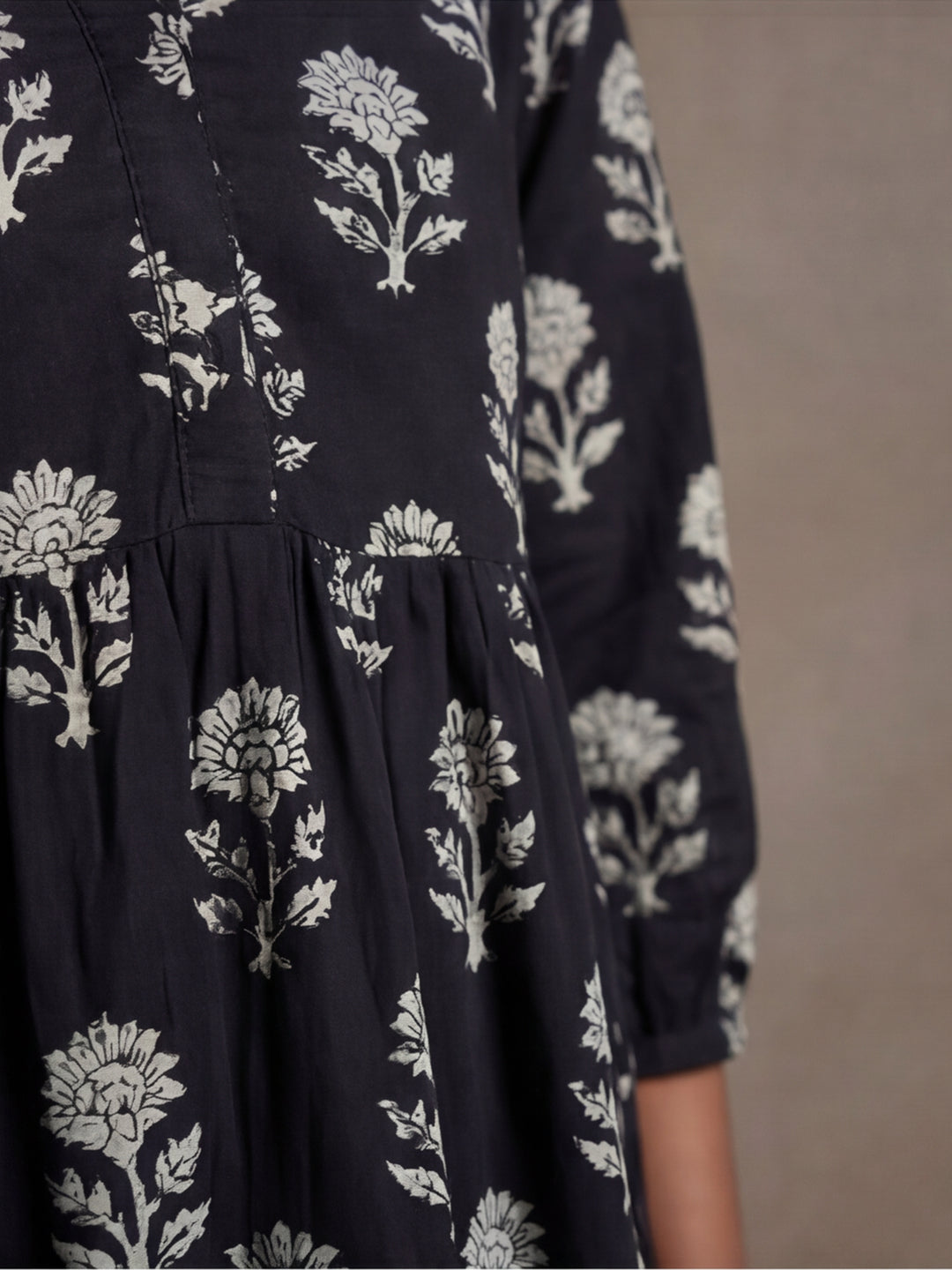 Floral Printed A-Line Tiered Ethnic Dress