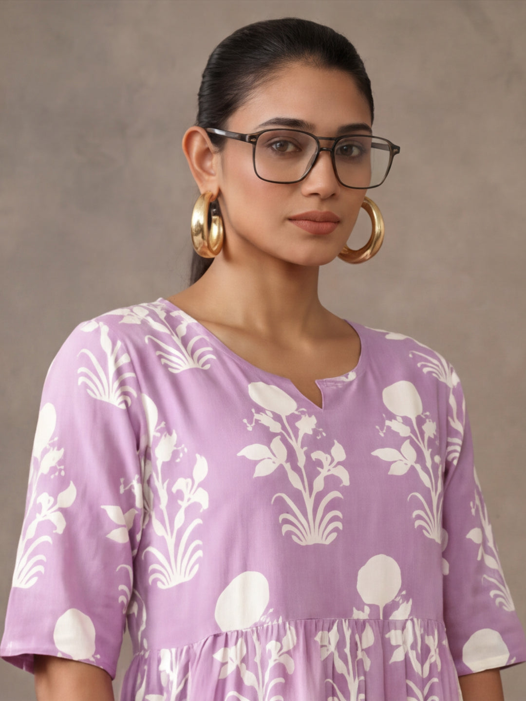 Floral Printed A-Line Tiered Ethnic Dress