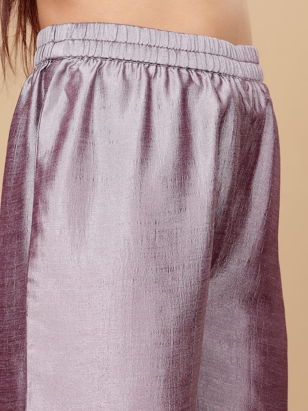 zeyvelle Women Lavender Zari Lace Embellished Anarkali Kurta With Trousers And Tissue Dupatta.