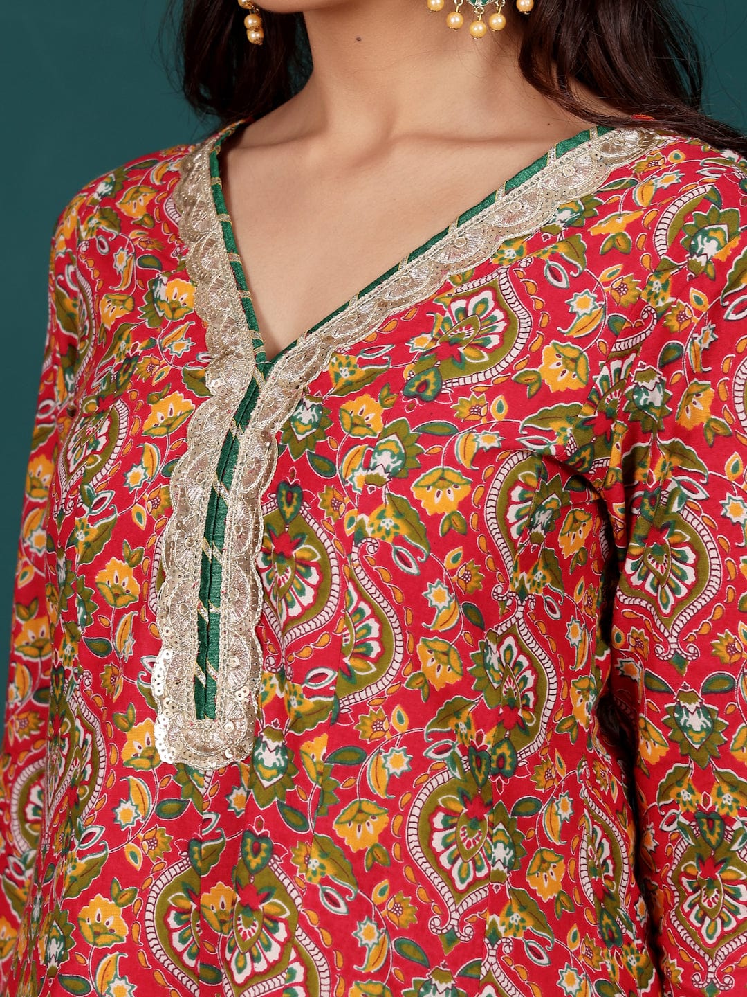 zeyvelle Women Ethnic Floral Printed Zari & Sequin Lace Anarkali Kurta With Dhoti Trouser & Dupatta