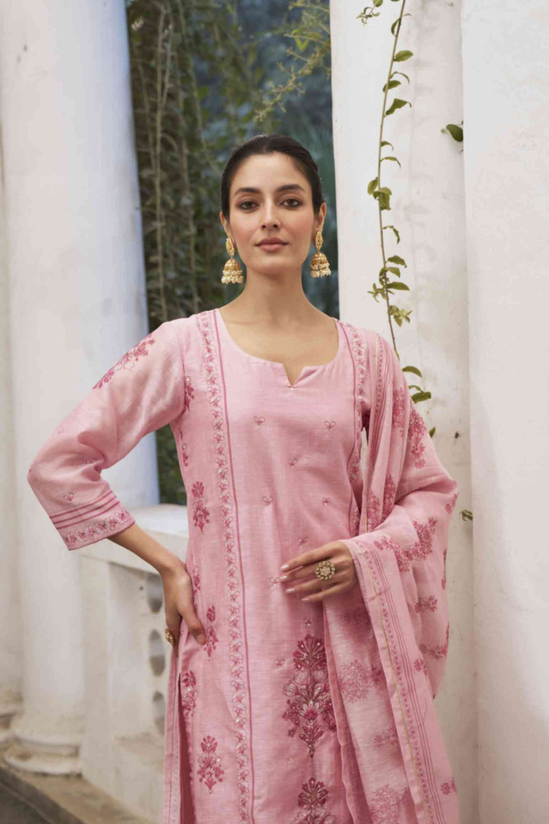 SOFT PINK LINEN KURTA SET