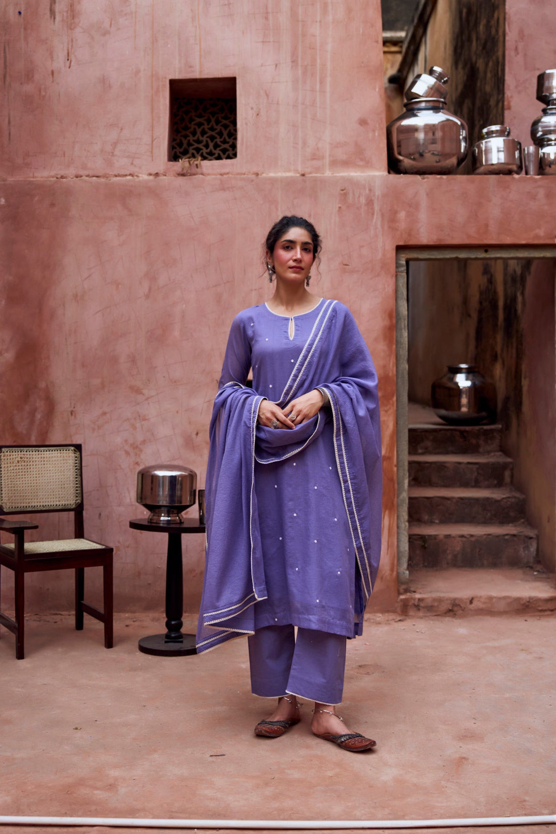 VIOLET KOTA DORIA SUIT SET IN BEAD WORK