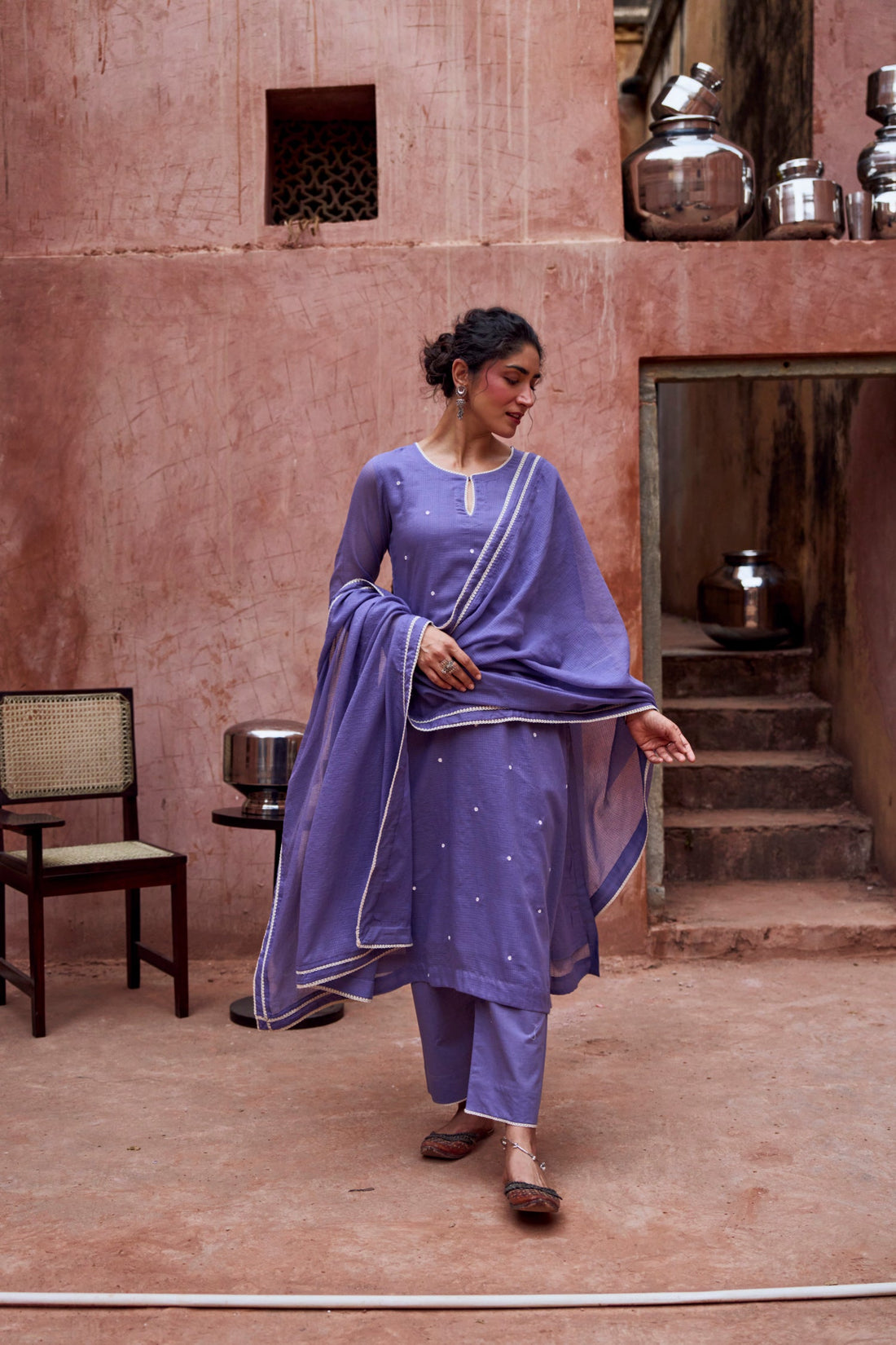 VIOLET KOTA DORIA SUIT SET IN BEAD WORK