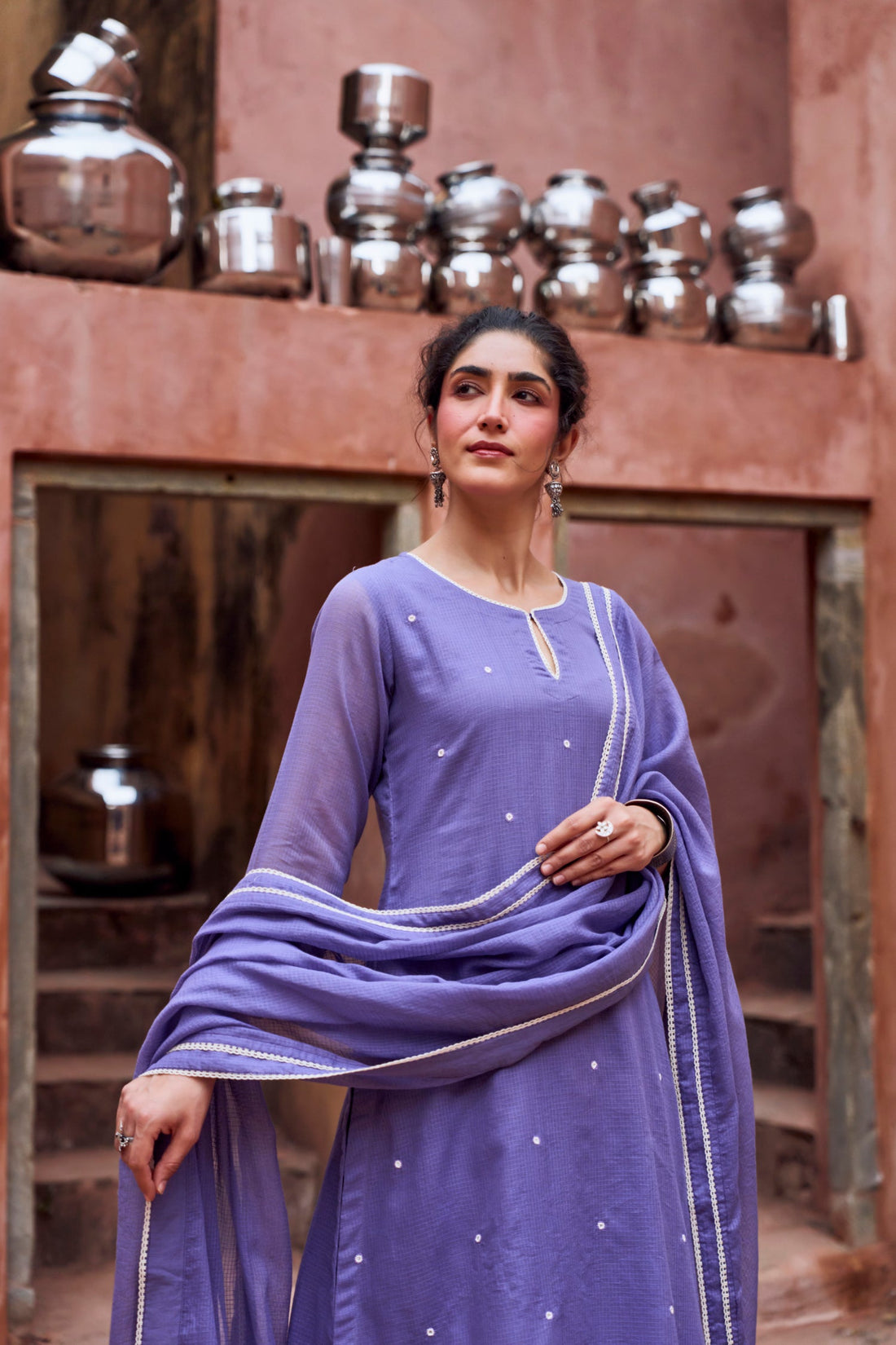 VIOLET KOTA DORIA SUIT SET IN BEAD WORK