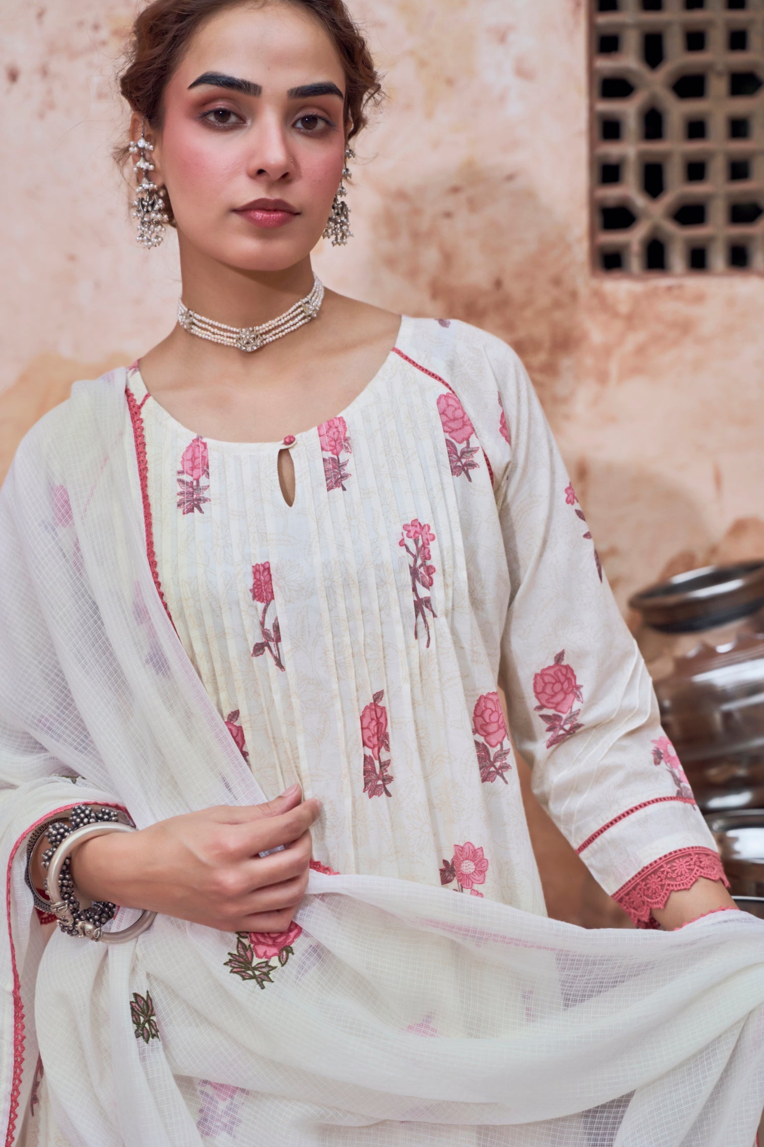 PINK FORAL PRINT COTTON SUIT SET